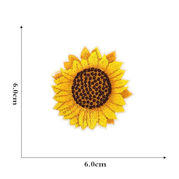 12 Pieces Embroidered Patches Iron On Fabric Sew Floral Pattern Mini Sunflower For Clothes Jeans Hat Backpacks Other Sewing