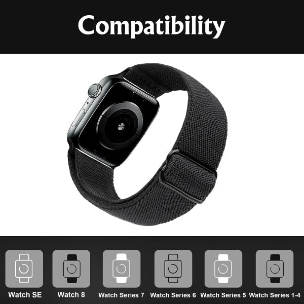 Compatible With Apple Watch Band 41Mm 40Mm 38Mm Adjustable Stretchy Sport Strap For Men Women Black Watch Bands