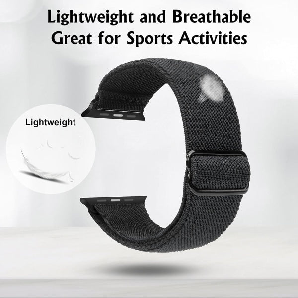 Compatible With Apple Watch Band 41Mm 40Mm 38Mm Adjustable Stretchy Sport Strap For Men Women Black Watch Bands