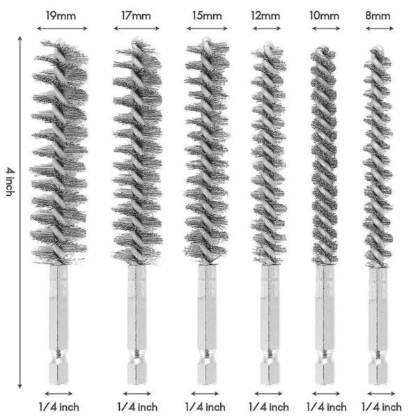 6 Piece Stainless Steel Wire Brush Set For Drills 8Mm 19Mm Wire Brushes