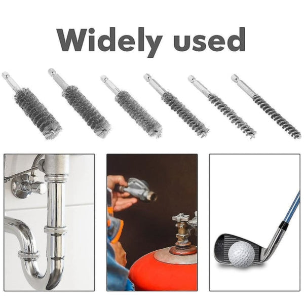 6 Piece Stainless Steel Wire Brush Set For Drills 8Mm 19Mm Wire Brushes