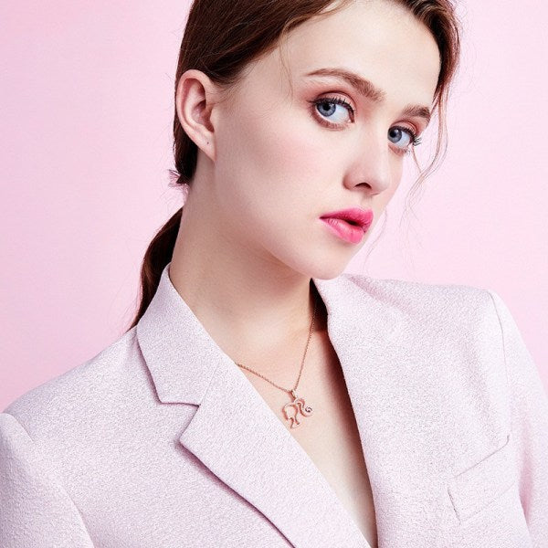 Barbie Necklace High Ponytail Girl Sterling Silver Hollowed Out Rose Red Necklaces & Pendants
