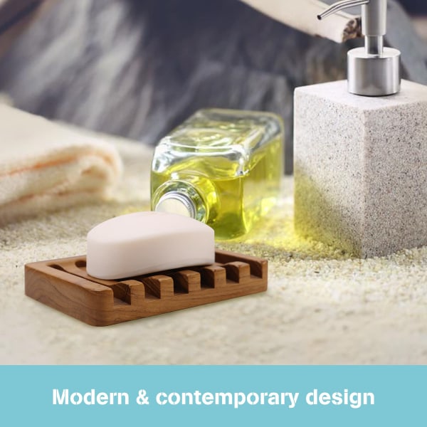 Soap Dish 2Pcs Holder In Natural Teak Container For Shower Bathroom Kitchen Bathtub Razor Sponges_Max Soap Dishes & Dispensers