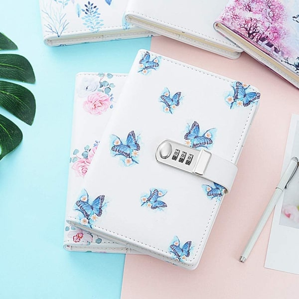 A5 Creative Password Journal With Lock Pu Leather Diary Combination For Notebook Locking Time Book (Style 1) Diaries Journals
