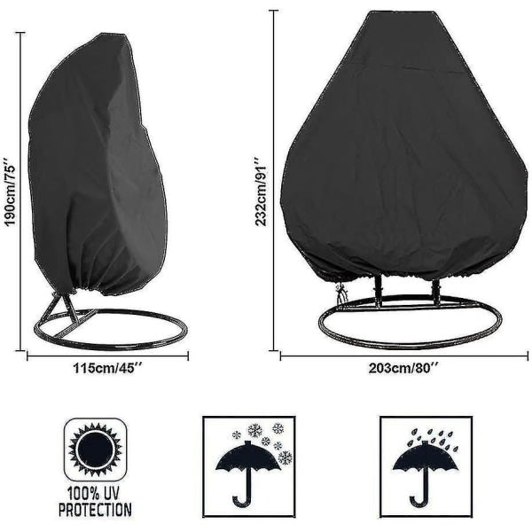 Barsinfi Oxford Zipper Hanging Chair Cover 190 X 115 Cm Waterproof For Garden And Outdoor Furniture Cm_Max Patio Chairs