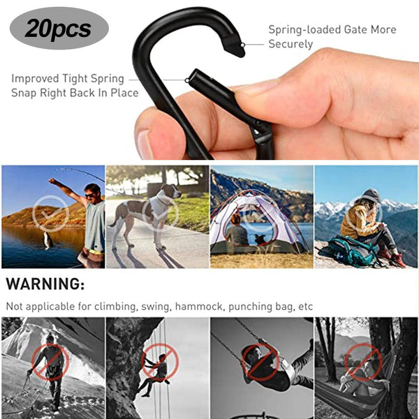 20 Pcs Small Carabiners Multifunctional Aluminum D Ring Clips_Max Other Camping