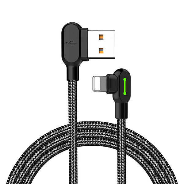 Compatible With Apple Mcdodo Ca 4673 Angled Lightning Cable 1.8M 2A Fast Charging Led Iphone Ipad Black Cables & Adapters