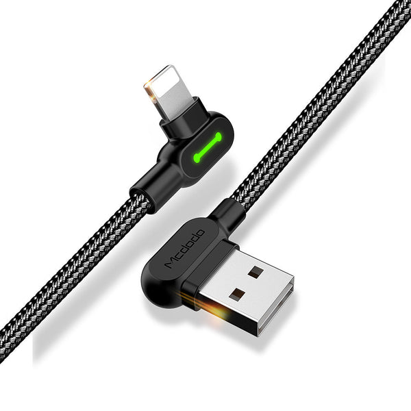 Compatible With Apple Mcdodo Ca 4673 Angled Lightning Cable 1.8M 2A Fast Charging Led Iphone Ipad Black Cables & Adapters