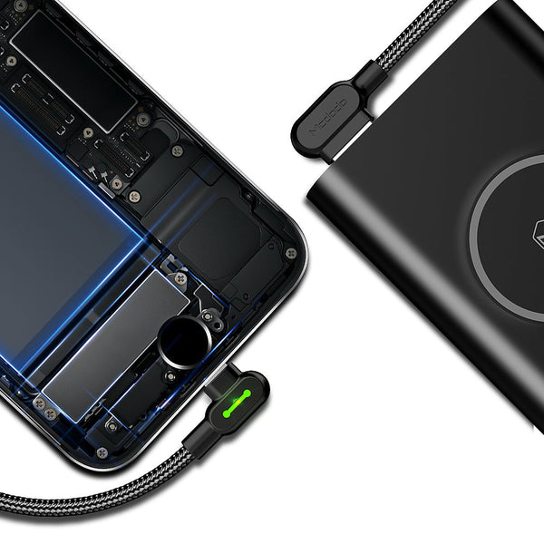 Compatible With Apple Mcdodo Ca 4673 Angled Lightning Cable 1.8M 2A Fast Charging Led Iphone Ipad Black Cables & Adapters