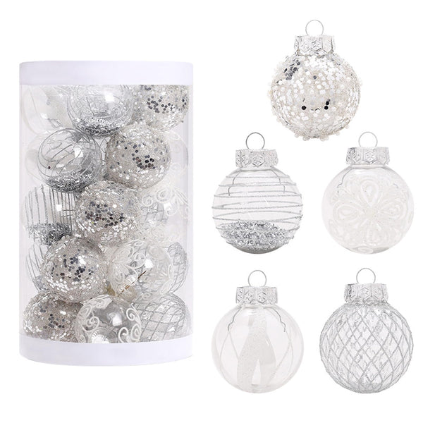 25 White Christmas Tree Ornaments Balls Shatterproof & Reusable Seasonal Decorations