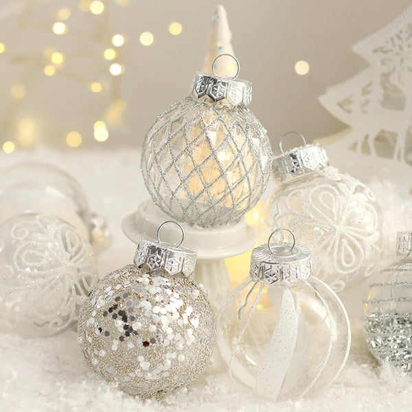 25 White Christmas Tree Ornaments Balls Shatterproof & Reusable Seasonal Decorations