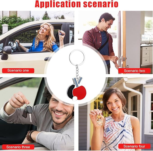 Table Tennis Racket Keychain Sports Holder Bag Ornament Keyrings