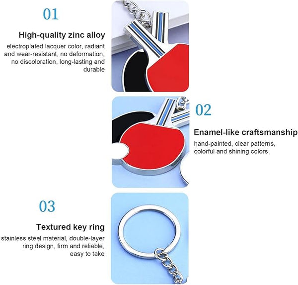 Table Tennis Racket Keychain Sports Holder Bag Ornament Keyrings