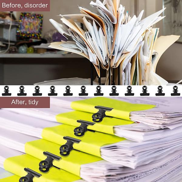 Bulldog Clip Hinged Metal Clips 22Mm Strong Spring Black For Files Bags Photos 50 Pieces Paperclips