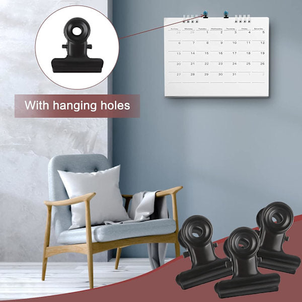 Bulldog Clip Hinged Metal Clips 22Mm Strong Spring Black For Files Bags Photos 50 Pieces Paperclips