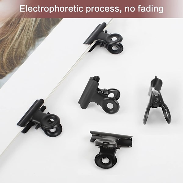 Bulldog Clip Hinged Metal Clips 22Mm Strong Spring Black For Files Bags Photos 50 Pieces Paperclips