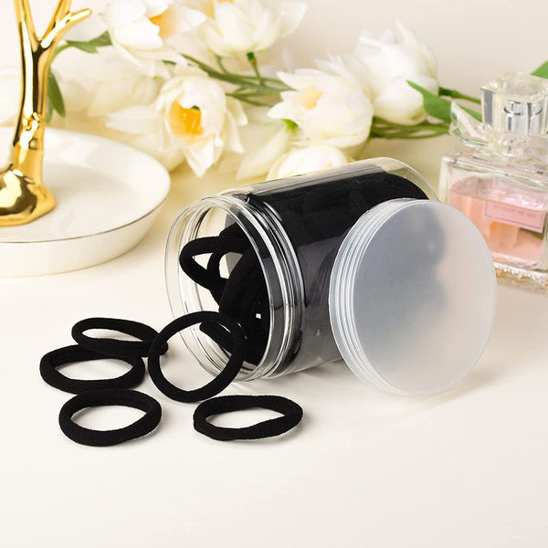 Black Hair Ties 50 Pcs Seamless Cotton Ponytail Holders Elastic Bands For Thick Heavy Curly Men Dark Women Headbands