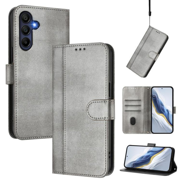 Compatible With Samsung Galaxy A17 5G Case In Grey Retro Leather Stitching Cases Covers & Skins