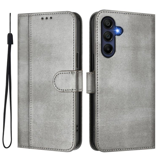 Compatible With Samsung Galaxy A17 5G Case In Grey Retro Leather Stitching Cases Covers & Skins
