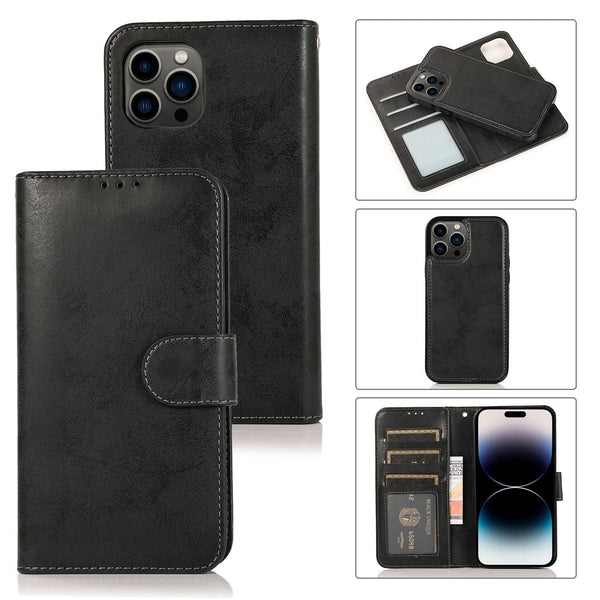 Compatible With Apple Iphone 16 Wallet Case Magnetic Black Cases Covers & Skins