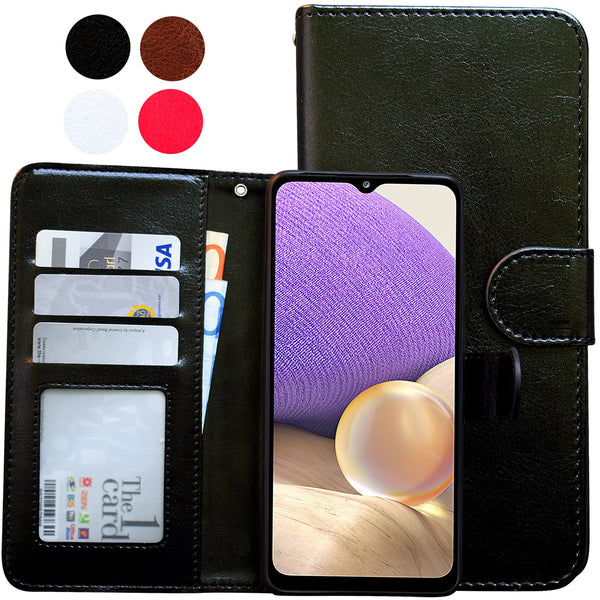 Compatible With Samsung Galaxy A32 5G Leather Case Black Protection Cover Cases Covers & Skins