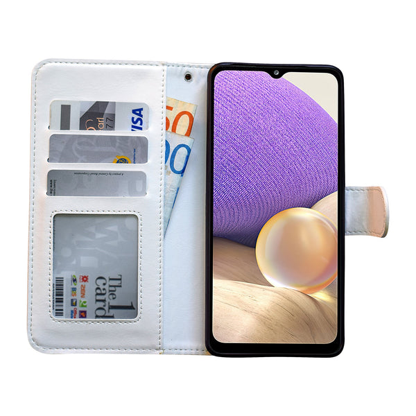 Compatible With Samsung Galaxy A32 5G Leather Case Protection White Max Cases Covers & Skins