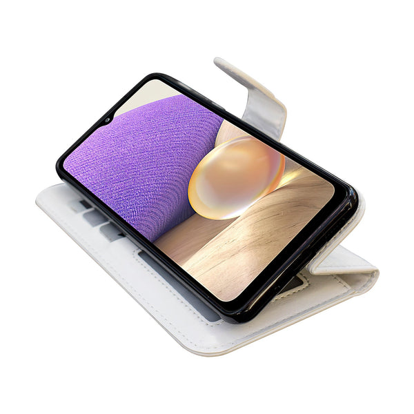 Compatible With Samsung Galaxy A32 5G Leather Case Protection White Max Cases Covers & Skins