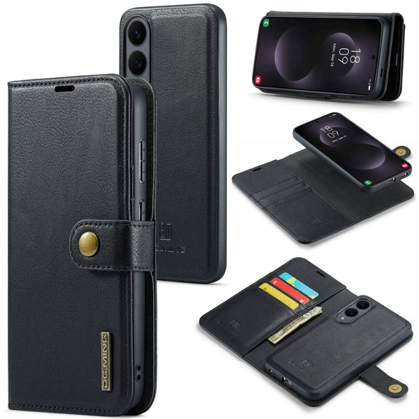 Magnetic Wallet For Compatible With Samsung Galaxy S25 Edge Black Case 2 In 1 Card Holder Cases Covers & Skins