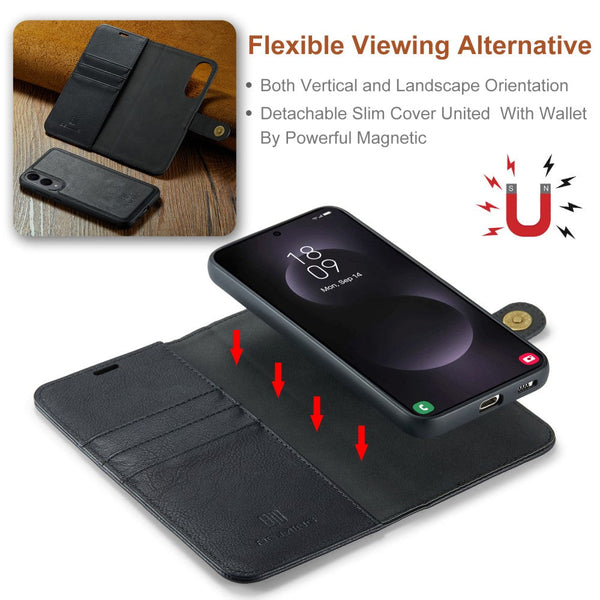Magnetic Wallet For Compatible With Samsung Galaxy S25 Edge Black Case 2 In 1 Card Holder Cases Covers & Skins