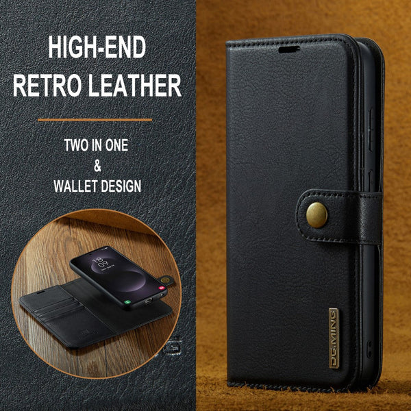 Magnetic Wallet For Compatible With Samsung Galaxy S25 Edge Black Case 2 In 1 Card Holder Cases Covers & Skins