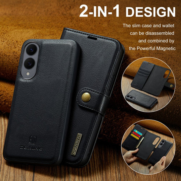 Magnetic Wallet For Compatible With Samsung Galaxy S25 Edge Black Case 2 In 1 Card Holder Cases Covers & Skins