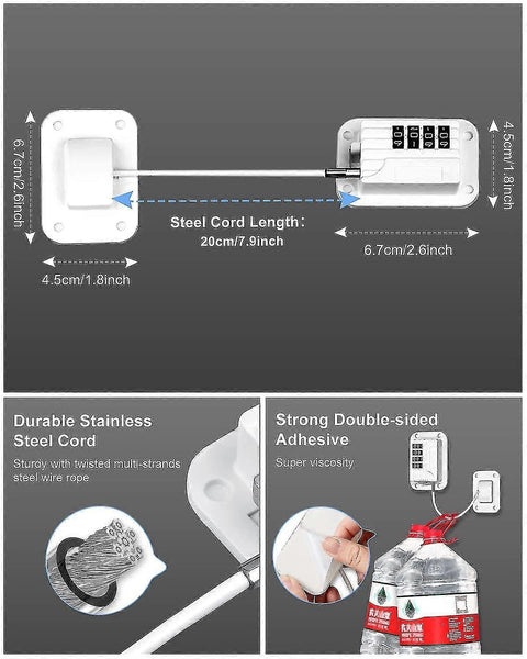 Refrigerator Safety Lock Self Adhesive Combination White Pack For Adults Compatible With Electric Mini Fridge Combination Padlocks