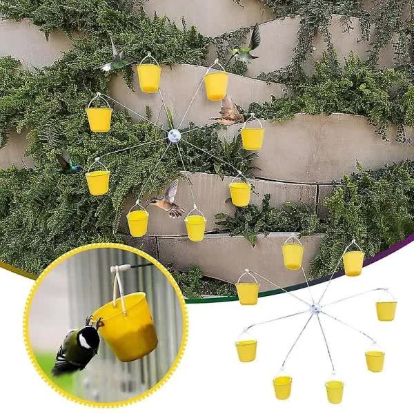 Bird Feeder Carousel Toy With Water Bottle And Food Dish Feeders