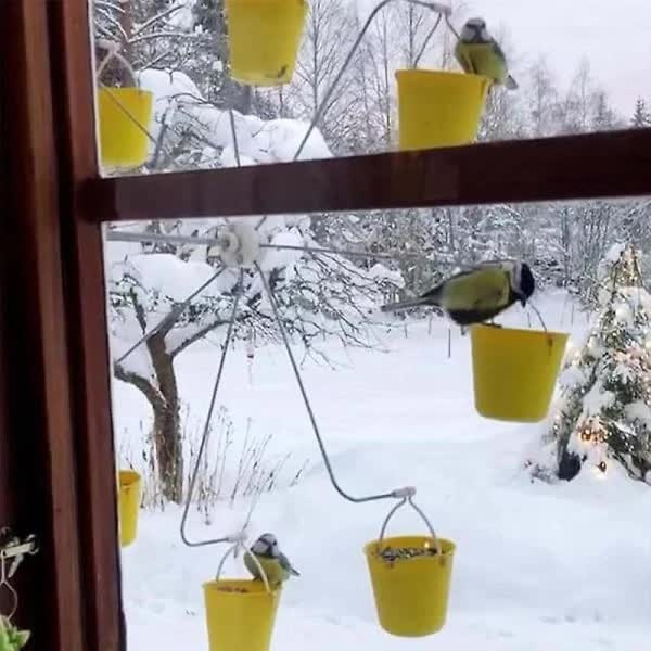 Bird Feeder Carousel Toy With Water Bottle And Food Dish Feeders