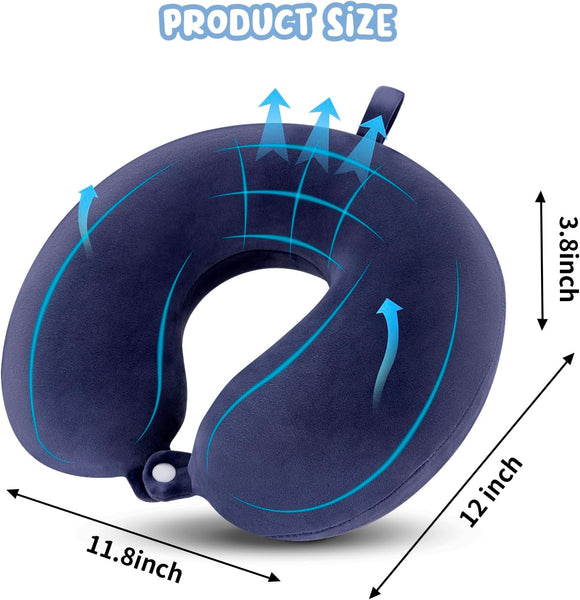 Travel Pillow Neck Support Memory Foam Headrest Airplane Train Car Office Navy Blue Pillows