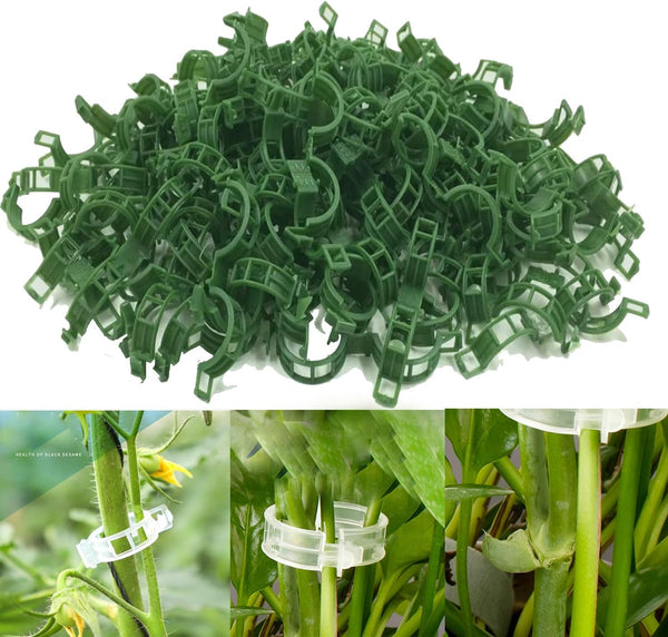 100/200/300Pcs Plant Support Clips Clamps For Climbing Plants Grafting Tools Upright Growing Reusable (Green/White) 200Pcs Plant Ties & Supports