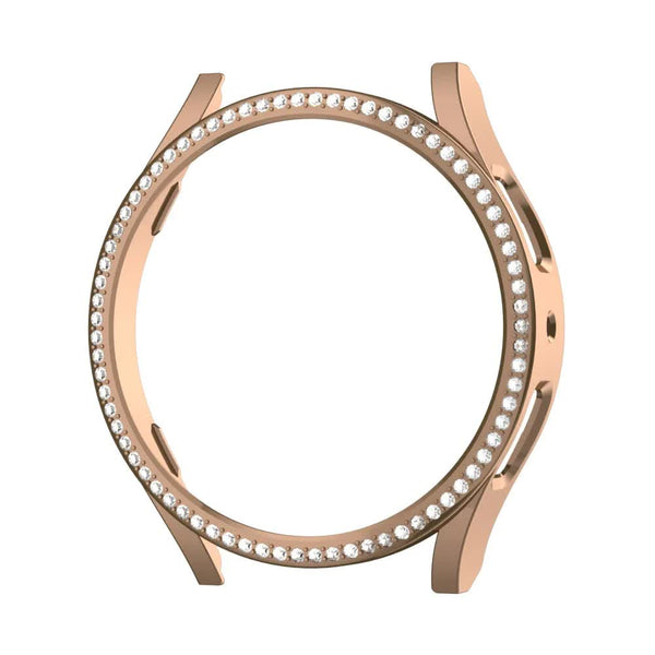 Diamond Coated Rose Gold Case With Pc Single Row Protection Compatible Withsamsung Galaxy Watch 6 5 4 40Mm Cases Covers & Skins