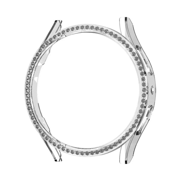Compatible With Samsung Galaxy Watch 6 5 4 40Mm 44Mm Case Pc Clear Bumper Diamond Coating For Single Row Shiny Protection Smart Watch Cases