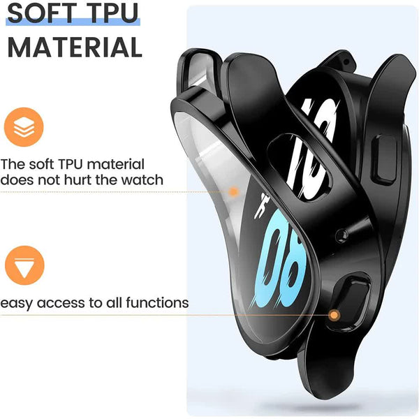 Compatible With Samsung Galaxy Watch 4 5 6 Screen Protector Case 40Mm 44Mm Silicone Tpu Bumper Black Watch6 Smart Watch Cases