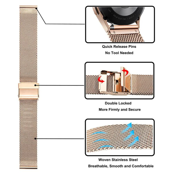 Stainless Steel Bracelet Compatible With Samsung Galaxy Watch 4 5 6 40Mm 44Mm Mesh Loop Bling Case Gold Set Watch Bands