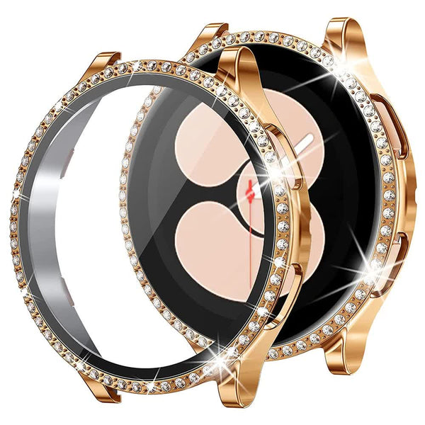 Mesh Loop Stainless Steel Strap Bling Case Gold Set Compatible Withsamsung Galaxy Watch 4 5 6 40Mm 44Mm Watch Bands