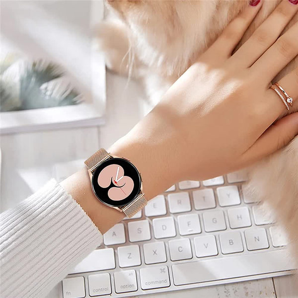Mesh Loop Stainless Steel Strap Bling Case Gold Set Compatible Withsamsung Galaxy Watch 4 5 6 40Mm 44Mm Watch Bands