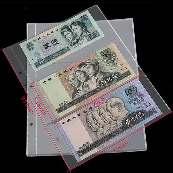 10 Pcs / 3 Compartment Loose Leaf Banknote Album Page Collector Holder 1Pc Slot 80 X 177Mm Photo Albums & Boxes
