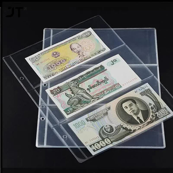 10 Pcs / 3 Compartment Loose Leaf Banknote Album Page Collector Holder 1Pc Slot 80 X 177Mm Photo Albums & Boxes