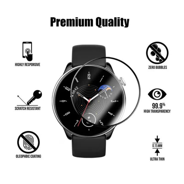 1 2 Pcs Compatible With Amazfit Gtr Mini 4 3 Pro 2E Smart Watch Full Cover Protection Cure Film Gtr3 Gtr4 Glass For Watch Bands