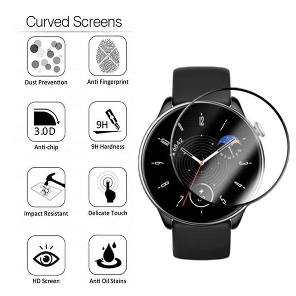 1 2 Pcs Compatible With Amazfit Gtr Mini 4 3 Pro 2E Smart Watch Full Cover Protection Cure Film Gtr3 Gtr4 Glass For Watch Bands