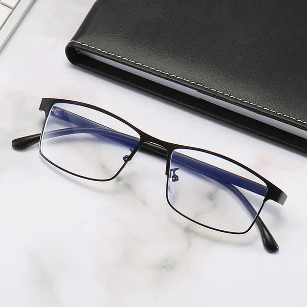 Anti Blue Light Myopia Glasses Ready Made Business Men Women Metal Square Diopter 0 0.5 1.0 1.5 To 6.0 3 Reading Glasses
