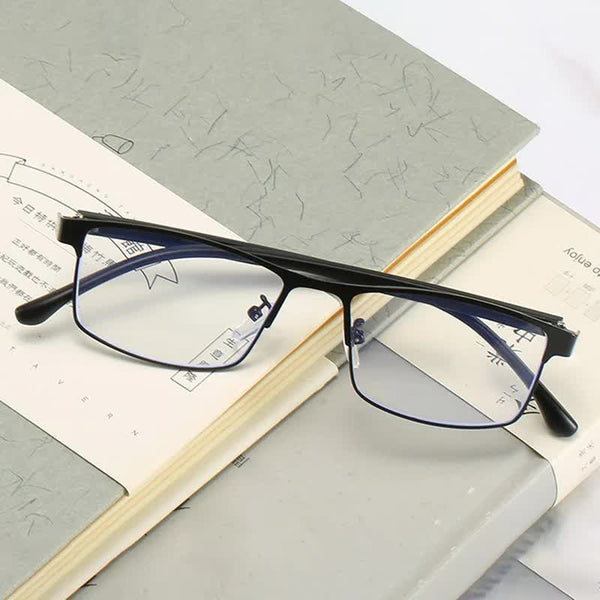 Anti Blue Light Myopia Glasses Ready Made Business Men Women Metal Square Diopter 0 0.5 1.0 1.5 To 6.0 3 Reading Glasses