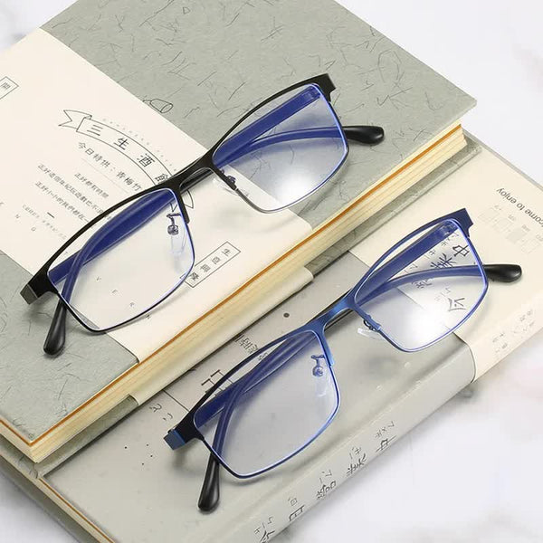 Anti Blue Light Myopia Glasses Ready Made Business Men Women Metal Square Diopter 0 0.5 1.0 1.5 To 6.0 3 Reading Glasses