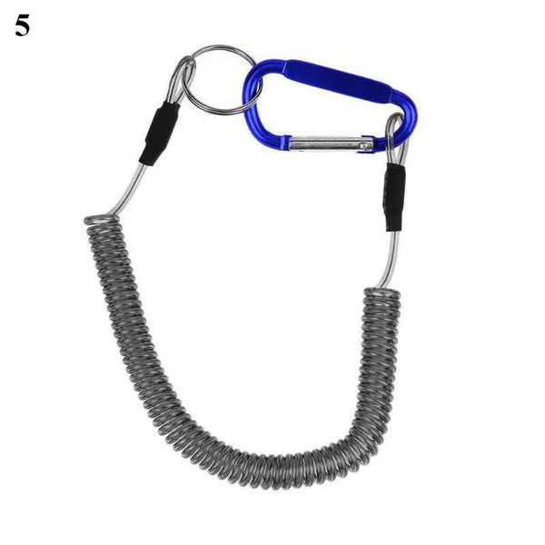 Anti Lost Phone Spring Key Cord Compatible With Outdoor Spiral Stretch Keychain Elastic Rope Metal Carabiner Lock Hook 5 1.2M Keyrings